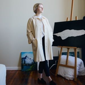 Women’s Vintage 100% Wool Cream Colored Peacoat